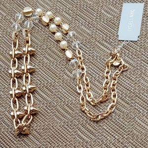 Studded Crystal Pearl Link Necklace